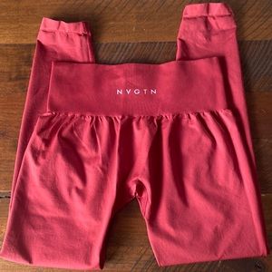 NVGTN Leggings Womens Large Seamless High‎ Waist Red Gym Fitness Workout